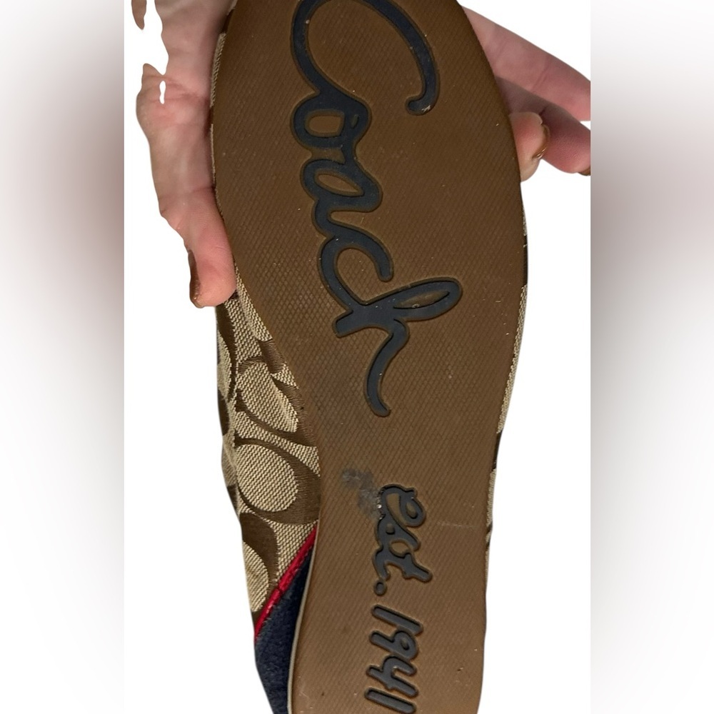 COACH Devin Signature Logo Shoes Sneakers Navy Khaki sz 8.5 Women's - Picture 7 of 8